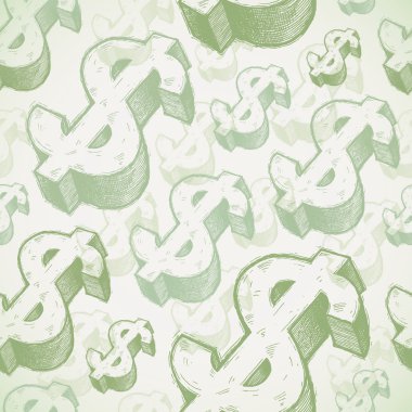 Vector seamless background with hand drawn dollar signs