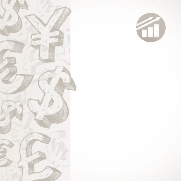 ベクトルの背景の手で描かれた通貨記号 — ストックベクタ
