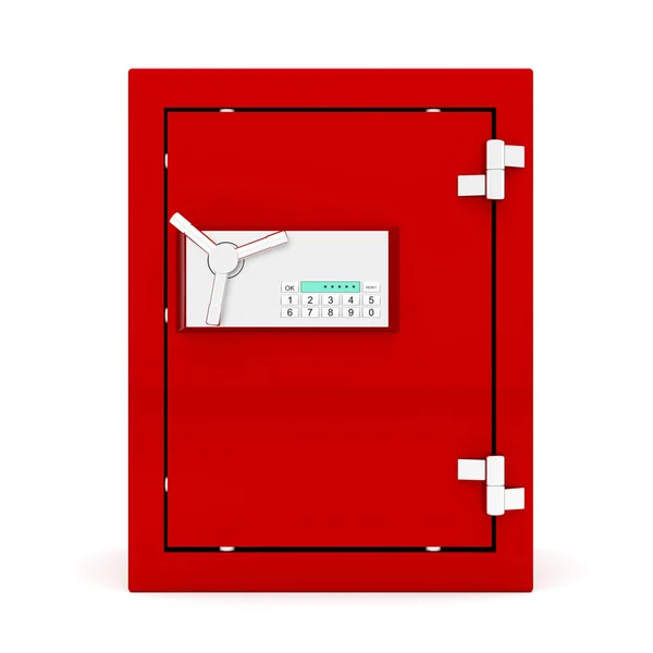 Вид спереди красного сейфа — стоковое фото