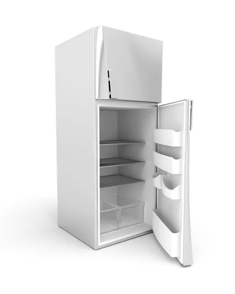 Ασημένια σύγχρονο ψυγείο — Φωτογραφία Αρχείου