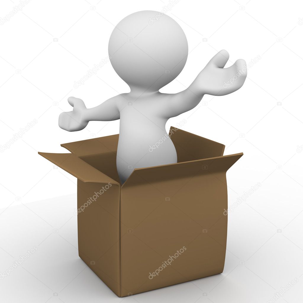 Man inside a box