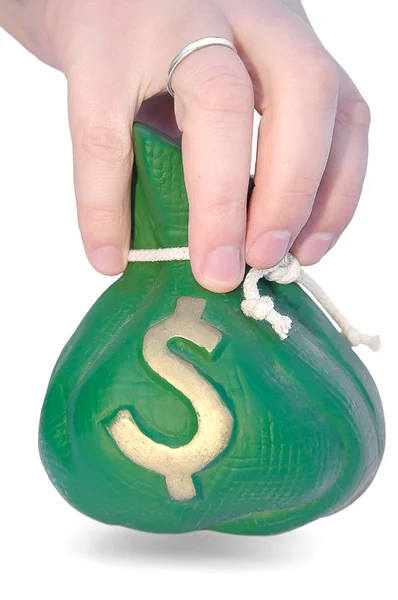 Hand take a money bag — Stock Photo, Image