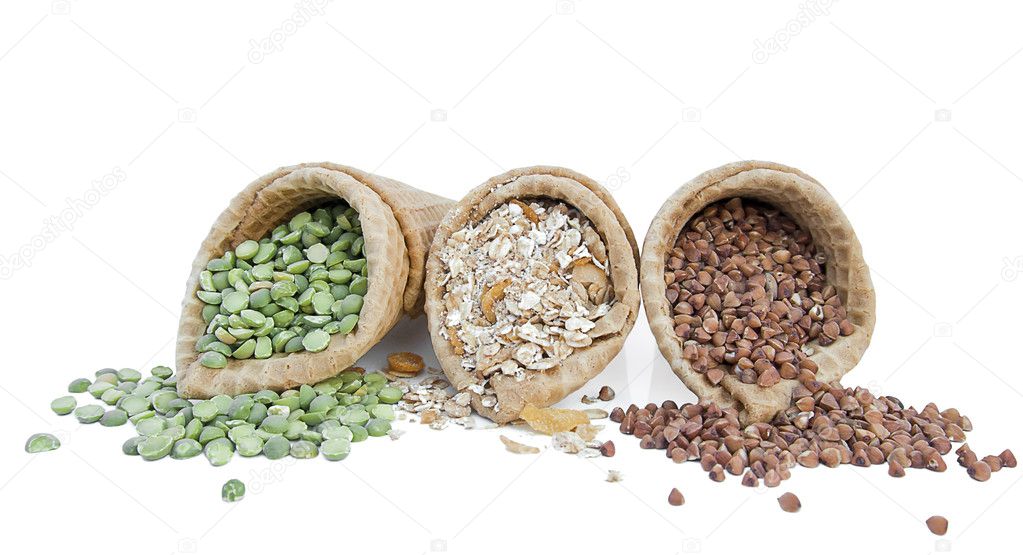 Cereal crops on a white background