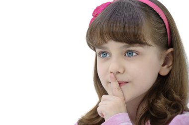 Little girl gesturing silence clipart