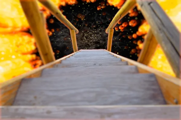 木制楼梯到地狱 — 图库照片