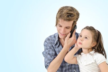 Girl listening a Man clipart