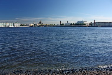 Saint-Petersburg. View of the Palace quay, old Stock Exchange an clipart