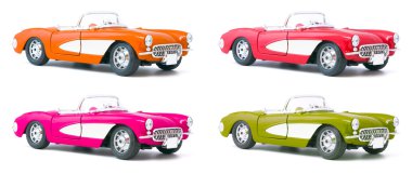 Set of four toy model cars clipart