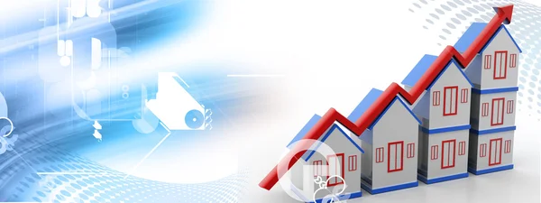 House and increasing arrow — Stock Photo, Image