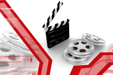 3D film nesneleri, kırpma makası ve reel rulo