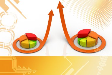 pasta grafik etrafında çember ok beyaz arka plan üzerinde gidiş