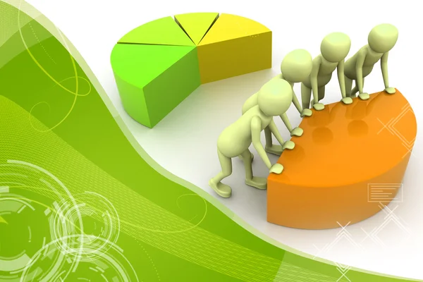 3d pie chart for teamwork concept — Stock Photo, Image