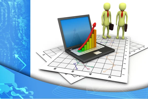 Gráfico de negocios y portátil — Foto de Stock