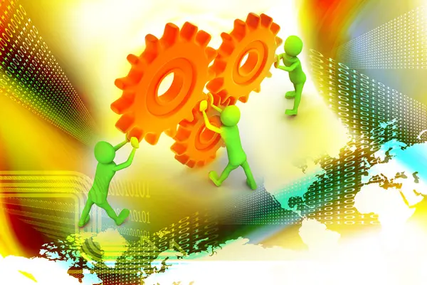 Teamwork with gears — Stock Photo, Image