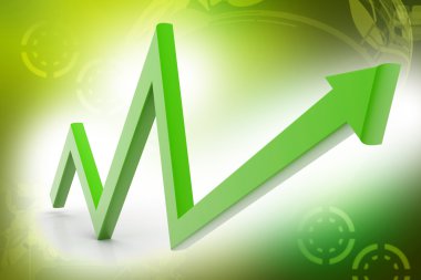 The arrow represented increasing marketing in color background clipart