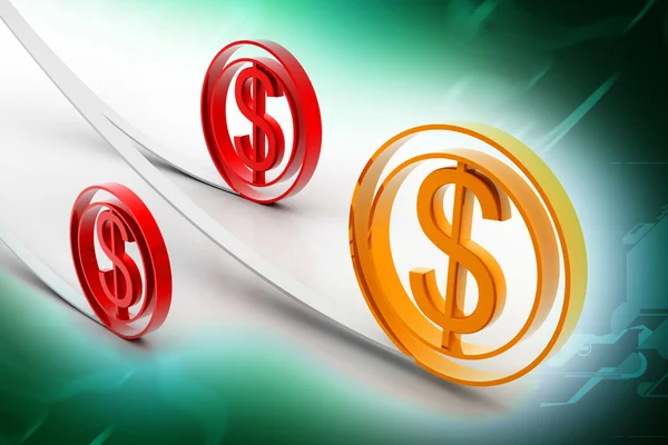 Hochwertige Wiedergabe von Dollarzeichen im farbigen Hintergrund — Stockfoto