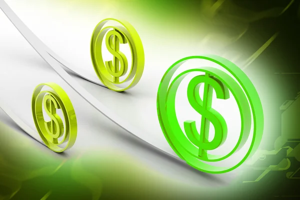 Highly rendering of dollar sign in color background — Stock Photo, Image