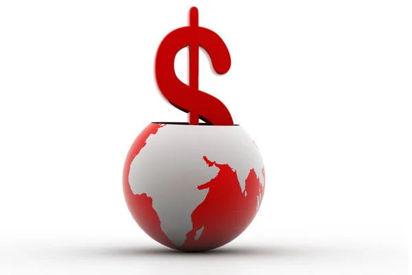 Dollarteken en globe — Stockfoto
