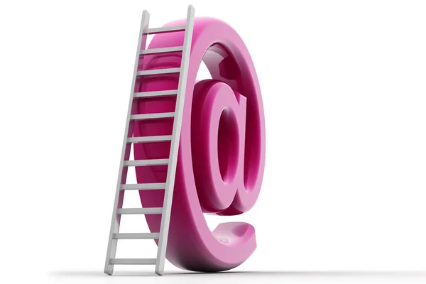 Símbolo de correo electrónico y escalera — Foto de Stock