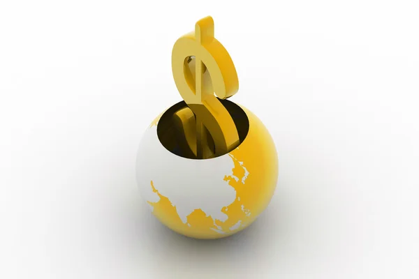 Dolar işareti ve Küre — Stok fotoğraf