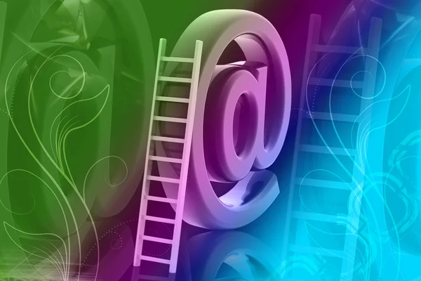 Símbolo de correo electrónico y escalera — Foto de Stock
