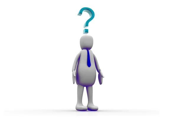 3d person and question mark — Stock Photo, Image