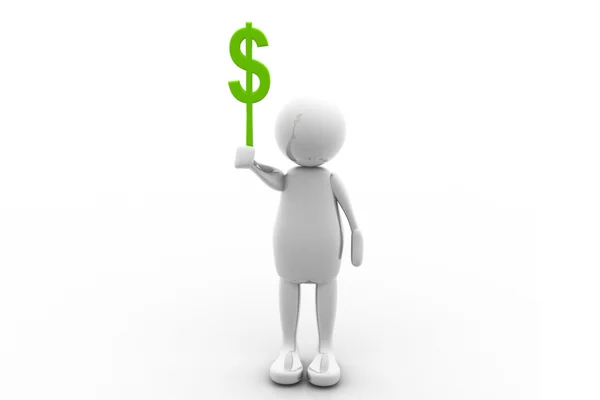3D-persoon houdt dollarteken — Stockfoto