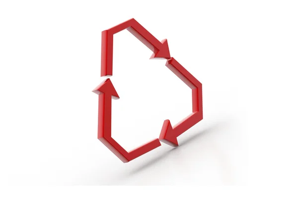 3D-Rendering von Recycling-Symbol auf weißem Hintergrund — Stockfoto