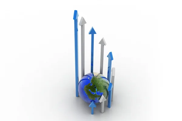 Increasing arrow and globe — Stock Photo, Image
