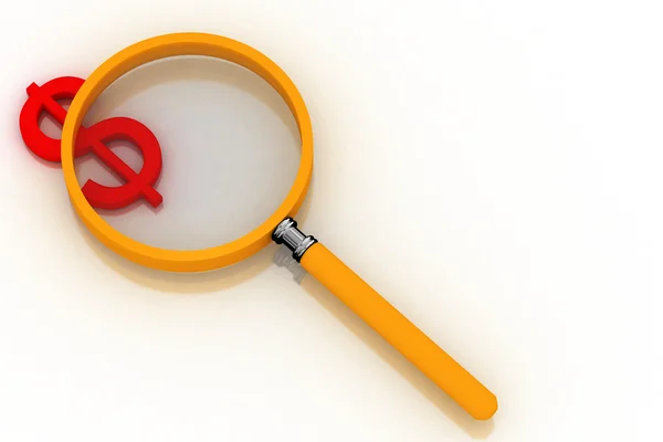 Magnifying glass and dollar sign — Stock Photo, Image