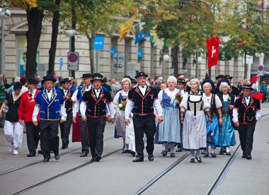 Swiss National Day parade in Zurich clipart