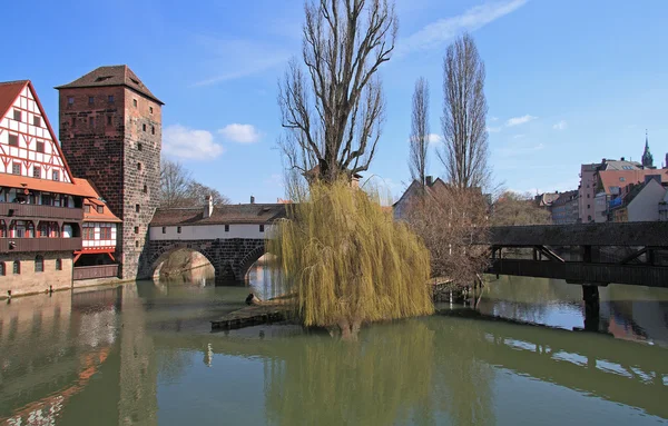 stock image Famous Henkersteg, Henkerturm, and Wasserturm Nuremberg