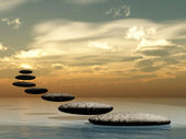 cesta podobě zen kámen slunce