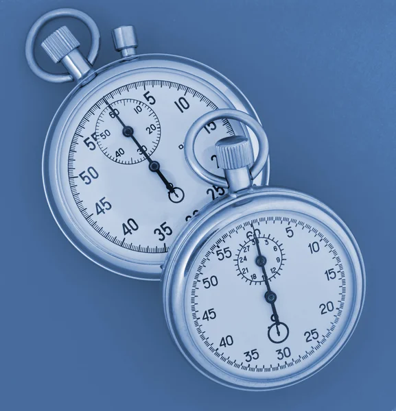 Δύο χρονόμετρο μπλε τονισμένα — Φωτογραφία Αρχείου
