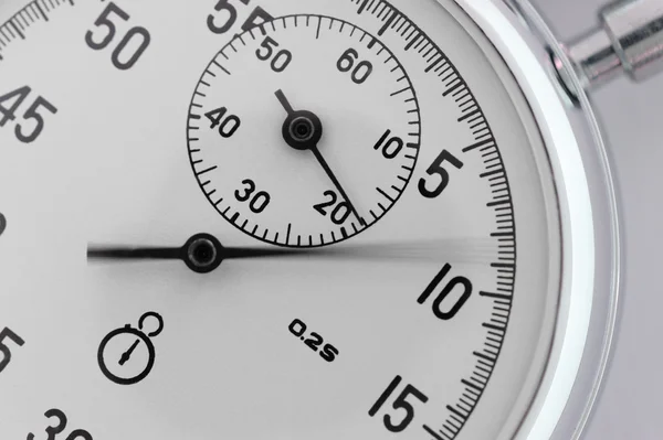 Stopwatch closeup. With a moving arrow — Stock Photo, Image