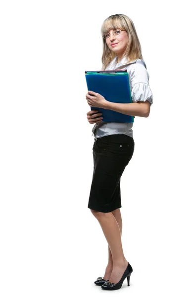 The business woman with folders for official papers — Stock Photo, Image