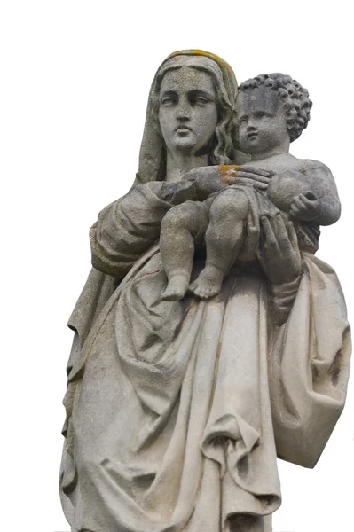 Monumento da mulher com a criança em um cemitério — Fotografia de Stock