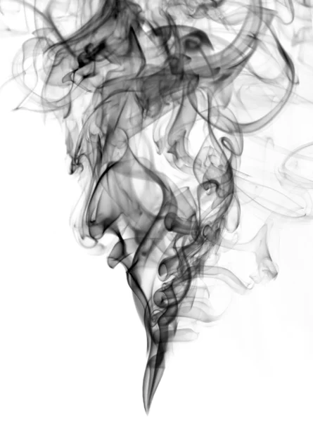 Black color smoke from white background — Stock Photo, Image