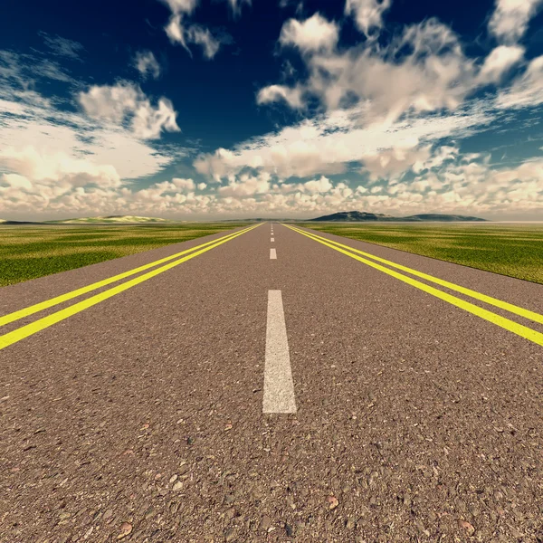 アスファルトの道路とクルの空 — ストック写真