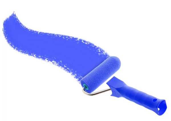 Fırça - mavi boya ile rulo — Stok fotoğraf