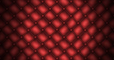 Texture leather quilted a sofa. Red color clipart