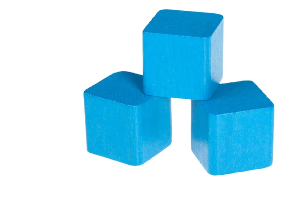 Blauwe houten kubussen — Stockfoto