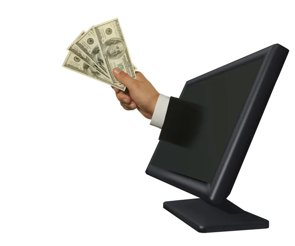 Obtendo dinheiro do monitor — Fotografia de Stock