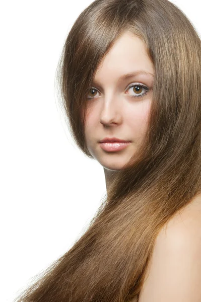 Uzun sağlıklı saçlı güzel kız — Stok fotoğraf