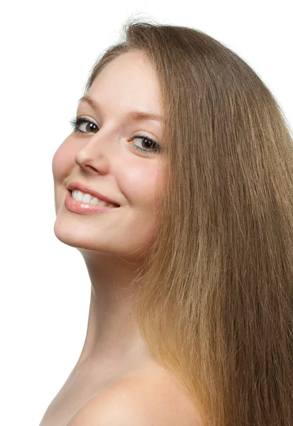 Uzun sağlıklı saçlı güzel kız — Stok fotoğraf