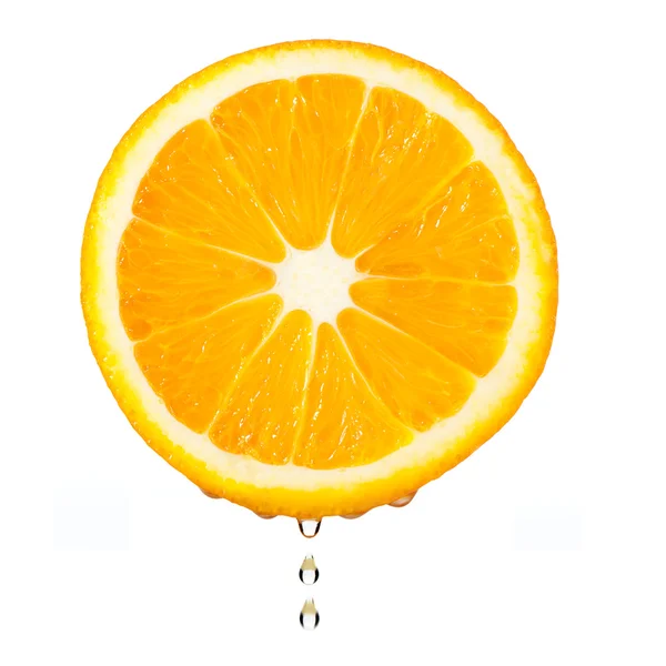 Sekcja pomarańczowy z kropli — Zdjęcie stockowe
