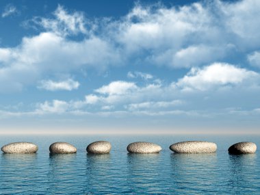 A row of stones in water clipart