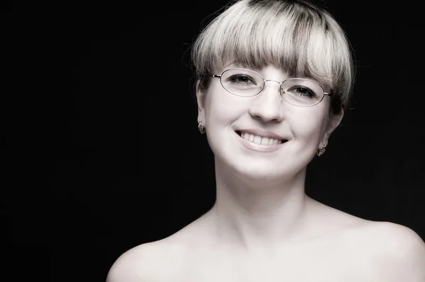 Retrato da mulher em óculos de perto — Fotografia de Stock