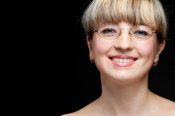 Ritratto della donna con gli occhiali da vicino — Foto Stock