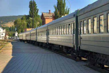 Cars of a passenger train clipart